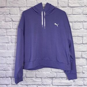 Puma Womens Purple Cropped Hoodie Sweater Size Large